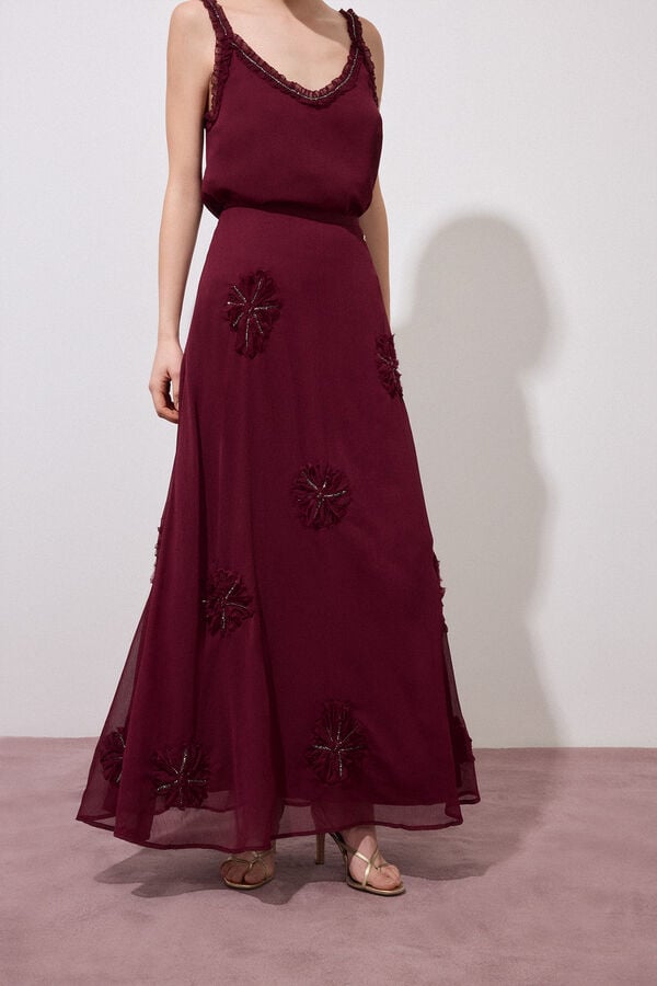 Pedro del Hierro Embroidered floral skirt Purple