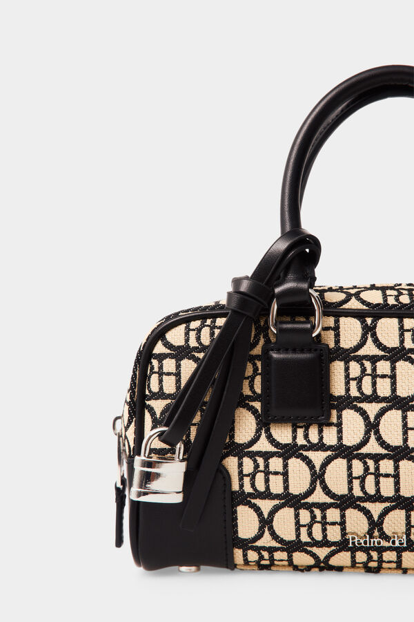 Pedro del Hierro Logo bowling bag Beige