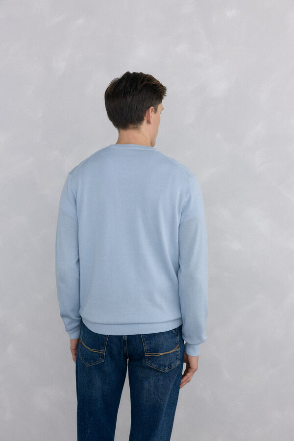 Pedro del Hierro Premium cotton jersey-knit crew neck jumper Blue