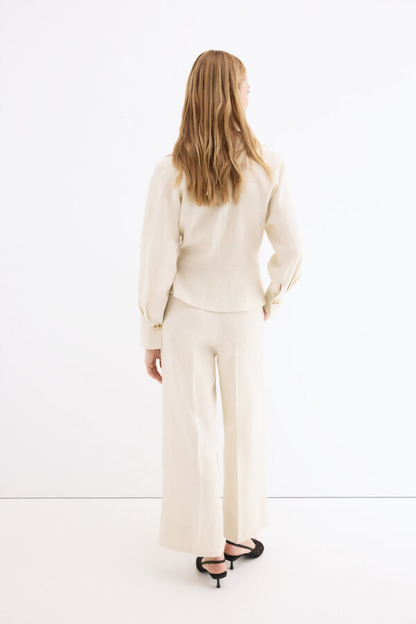 Pedro del Hierro Pantal&oacute;n de lino recto Crudo