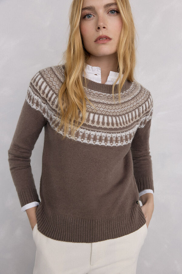 Pedro del Hierro Geometric jacquard sweater Green