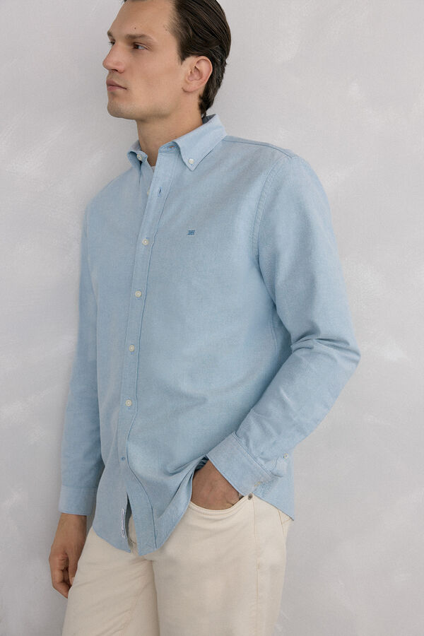 Pedro del Hierro Iconic plain oxford shirt Turquoise