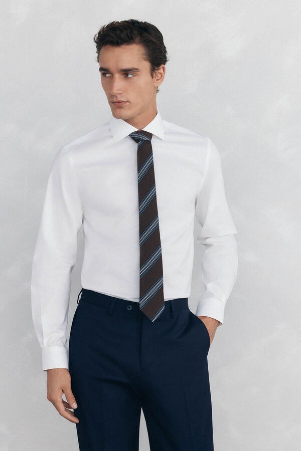 Pedro del Hierro Camisa social lisa que não pode ser passada a ferro + resistente a manchas Branco