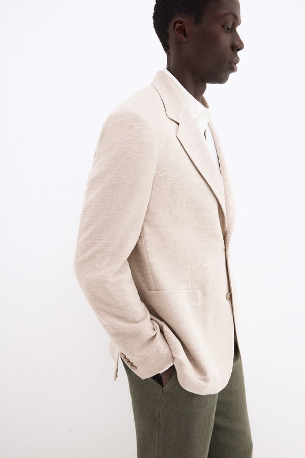 Pedro del Hierro Jersey-knit blazer Beige