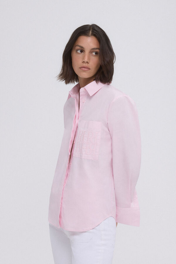 Pedro del Hierro Camisa oversize com logo em popeline Rosa