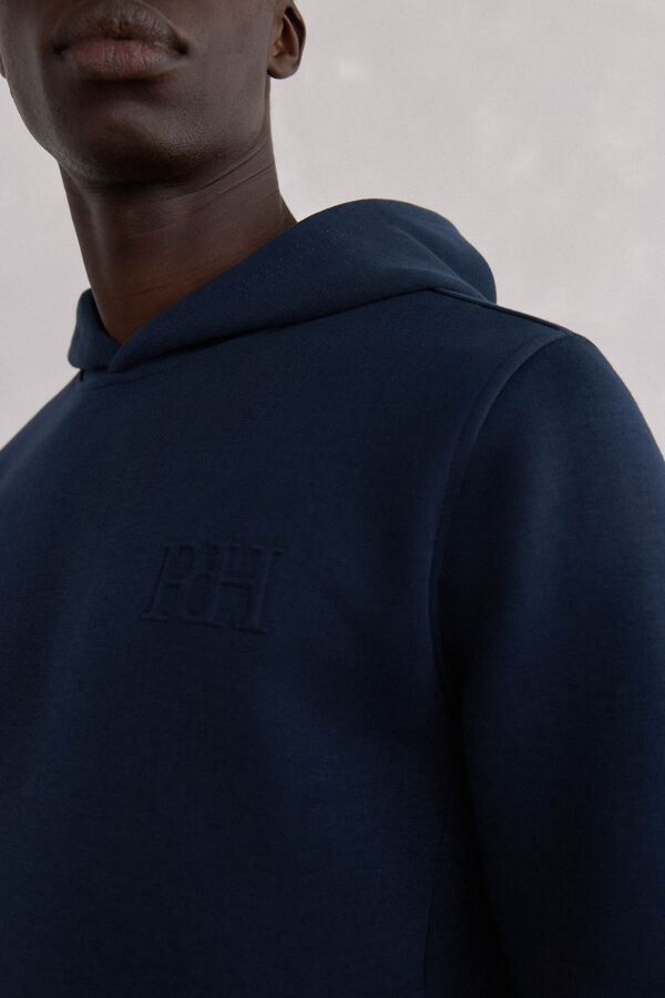 Pedro del Hierro Sweatshirt capuz logo bordado Azul