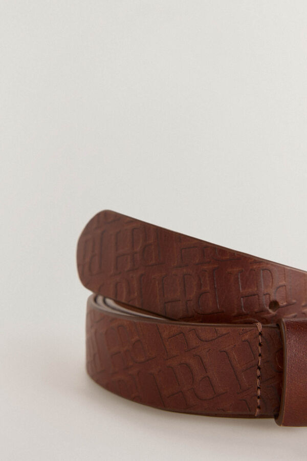 Pedro del Hierro Leather logo belt Brown