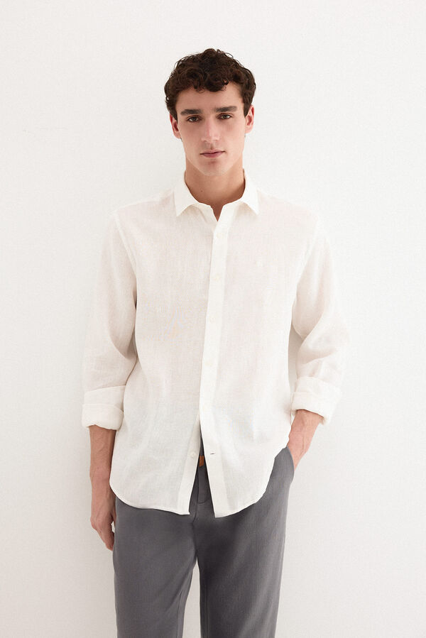 Pedro del Hierro Plain linen shirt White