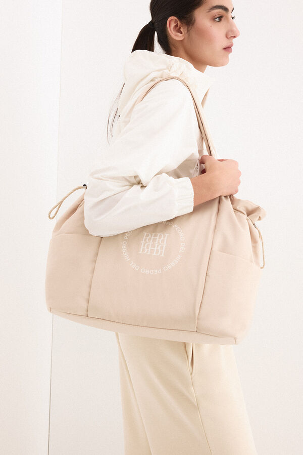 Pedro del Hierro Large canvas handbag Beige