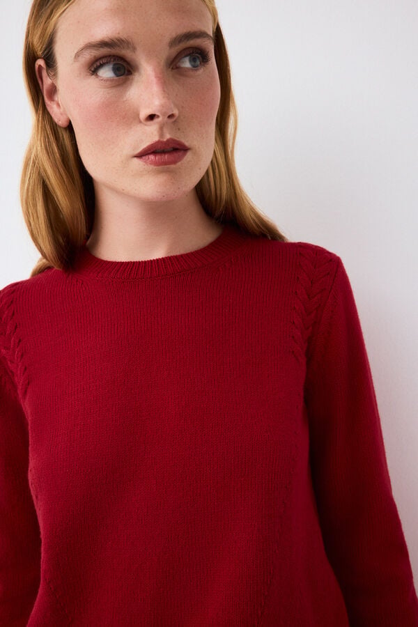 Pedro del Hierro Cross-knit detail jumper Red