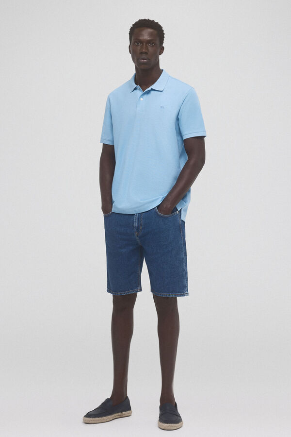 Pedro del Hierro Basic polo shirt with embroidered logo Blue