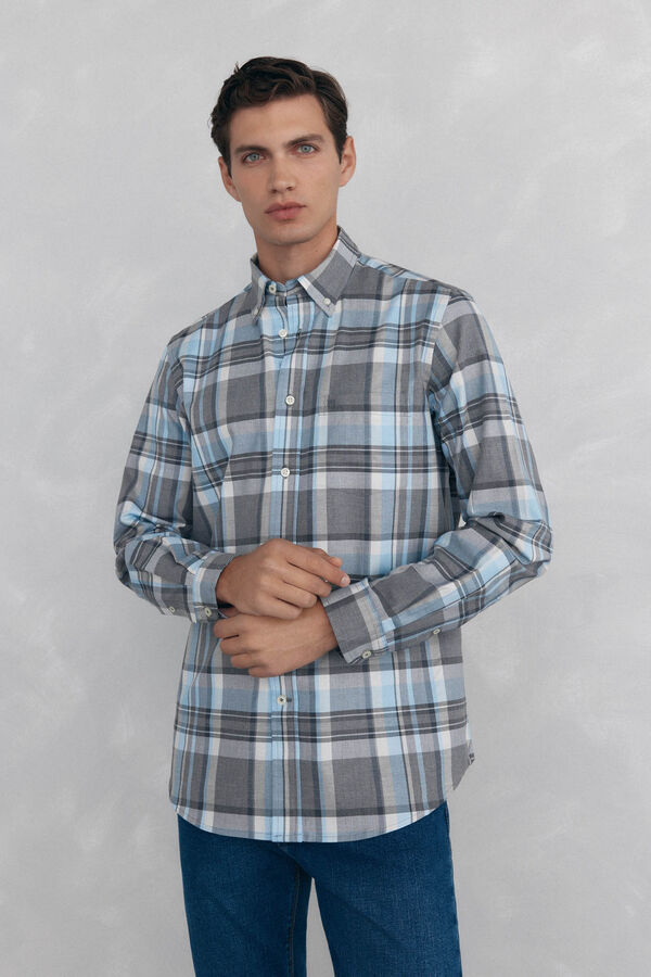 Pedro del Hierro Soft checkered twill Grey