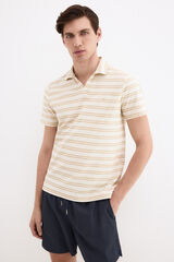 Pedro del Hierro Striped rustic polo shirt Ecru