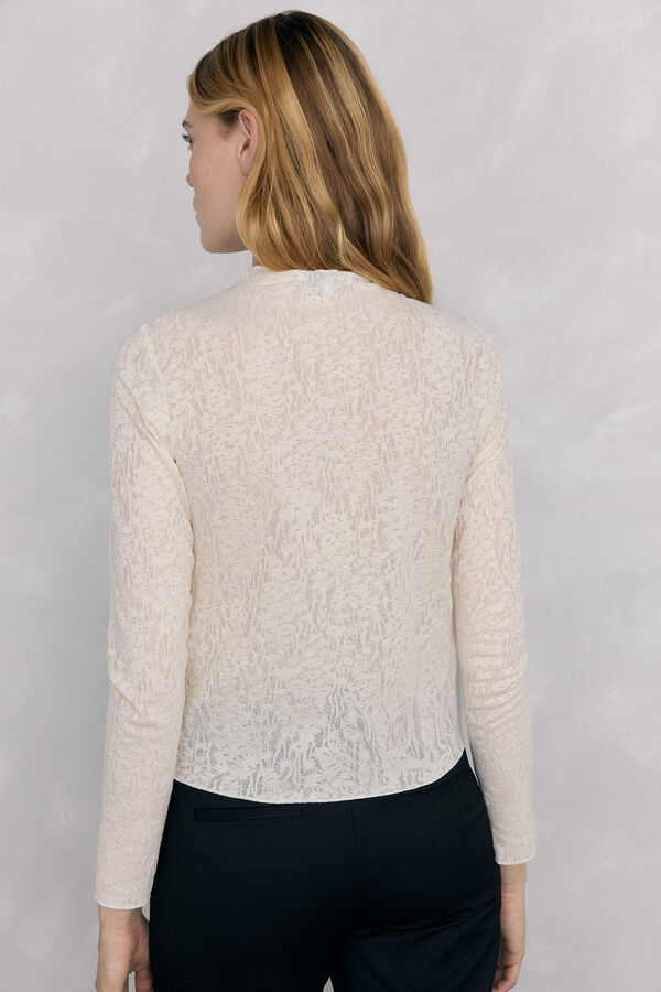 Pedro del Hierro Devoré t-shirt with gathers Ecru