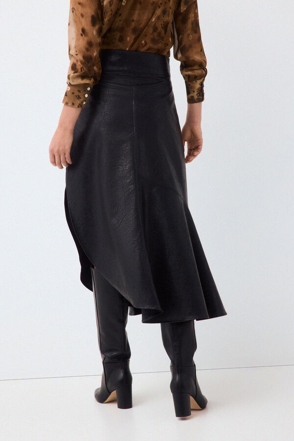 Pedro del Hierro Faux leather asymmetric skirt Black