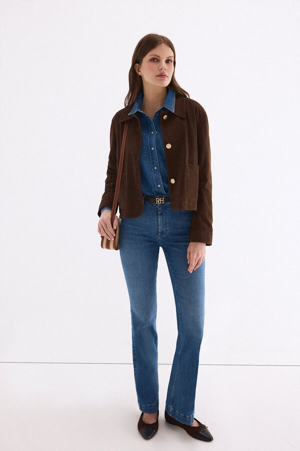 Pedro del Hierro Camisa curta denim Azul