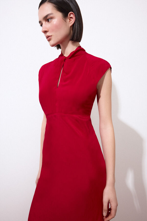 Pedro del Hierro Knot detail neckline midi dress Red