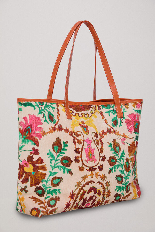 Pedro del Hierro Shopper bag in floral print fabric and leather Several