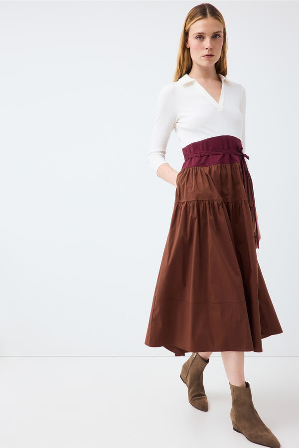 Pedro del Hierro Combined three-quarter sleeve dress Brown