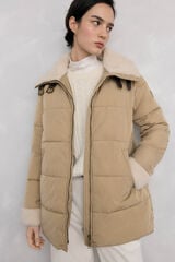 Pedro del Hierro Plain faux shearling parka Beige