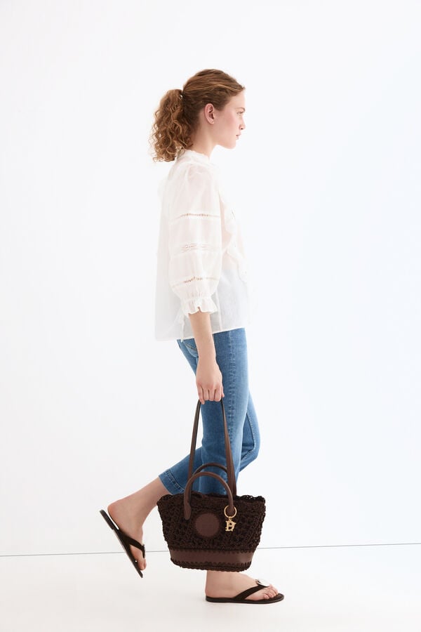 Pedro del Hierro Blusa rom&aacute;ntica volantes Blanco