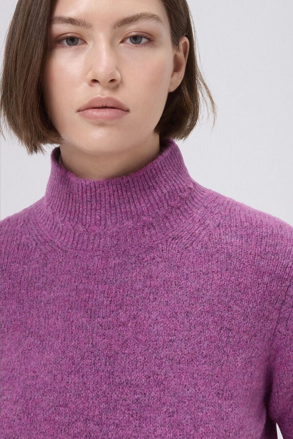 Pedro del Hierro Cropped jersey with cross-knit detail Pink