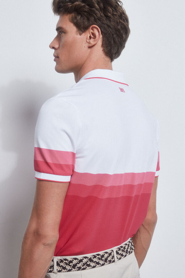 Pedro del Hierro GOLF striped technical polo shirt Coral