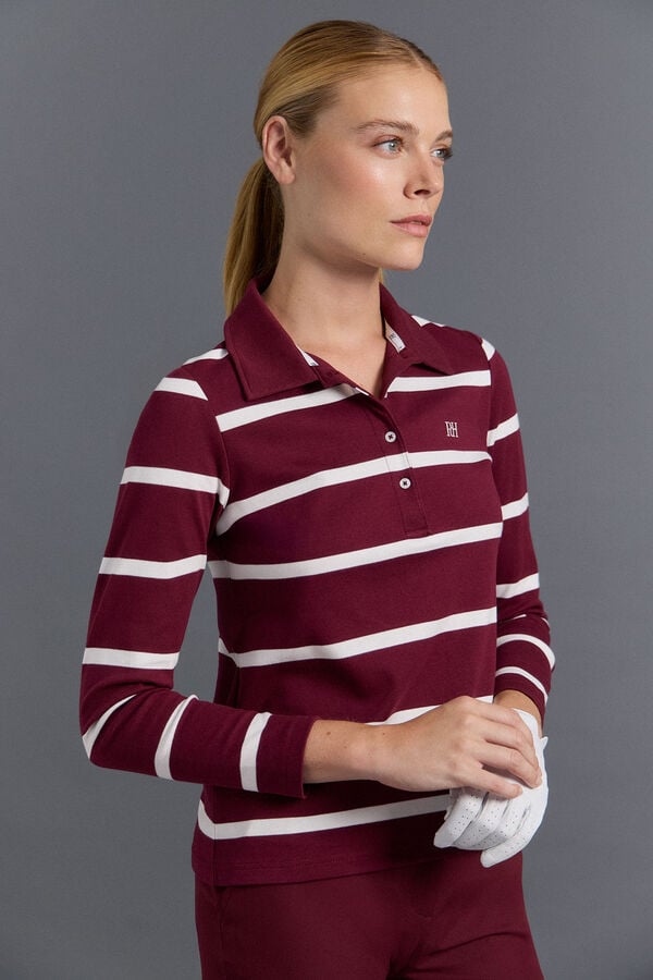 Pedro del Hierro Technical striped golf polo shirt Orange
