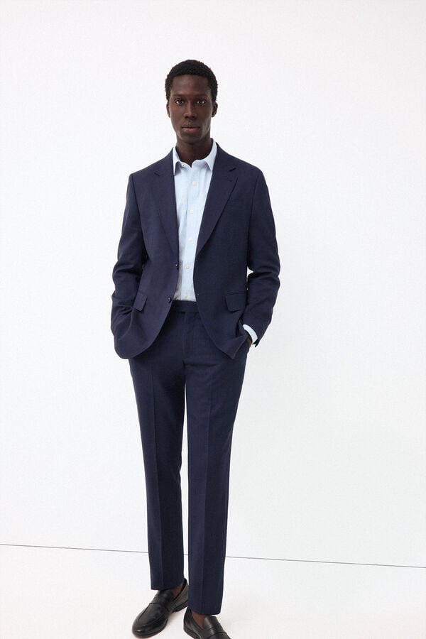 Pedro del Hierro Striped non-iron + anti-stain slim fit dress shirt Blue