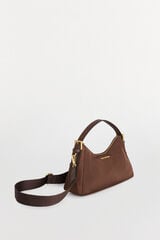 Pedro del Hierro Nylon shoulder bag with buckles Brown