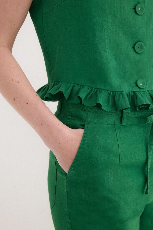 Pedro del Hierro Colete de linho com folho Verde
