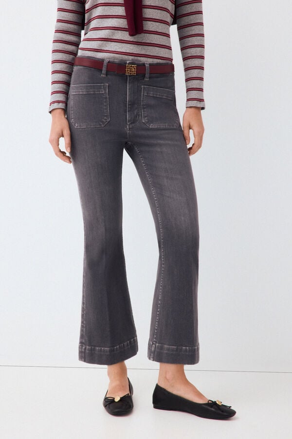 Pedro del Hierro Jeans push up flare capri Gris