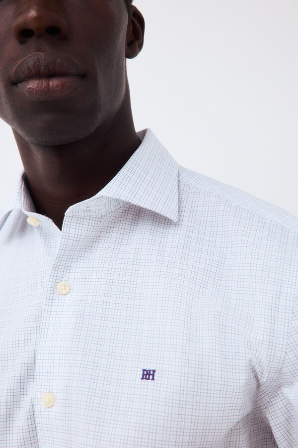 Pedro del Hierro Plaid easy-iron dress shirt Blue
