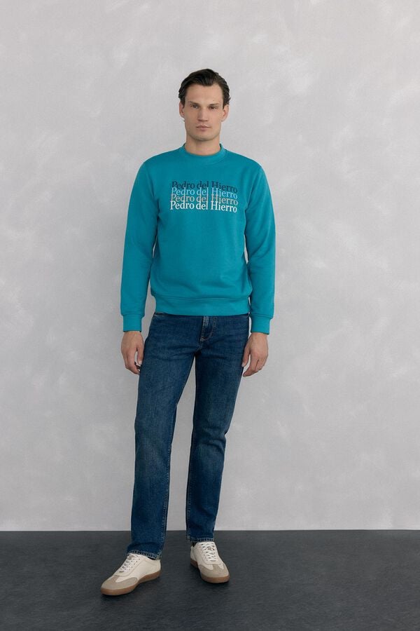 Pedro del Hierro Logo crew neck sweatshirt Turquoise