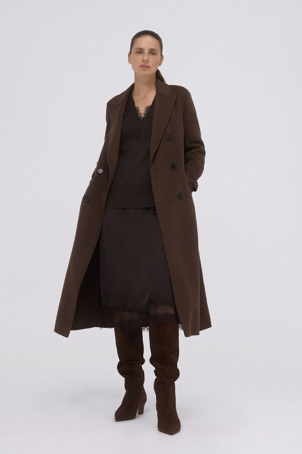 Pedro del Hierro Double-faced coat with cross-over Beige