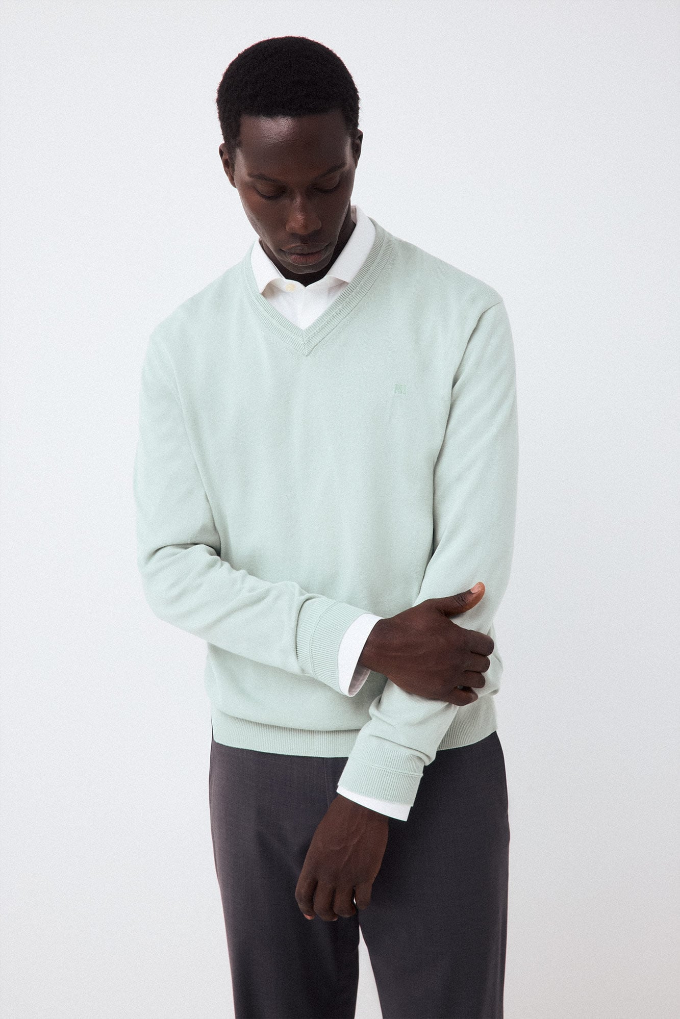 Pedro del Hierro Premium cotton fine knit V-neck jumper