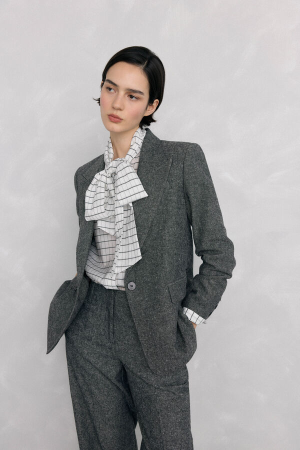 Pedro del Hierro Camisa cuadros lazada Marfil