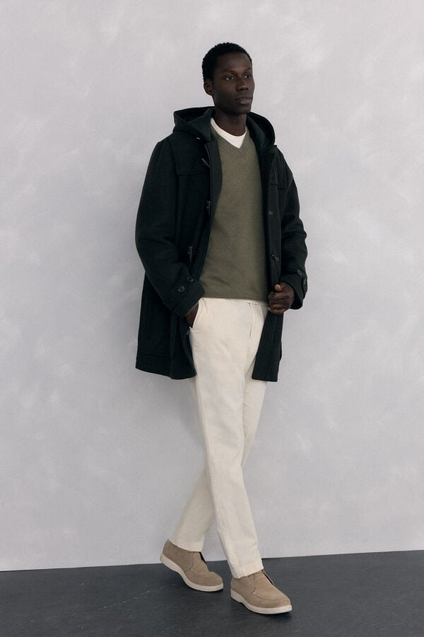 Pedro del Hierro Merino wool and cashmere V neck Green