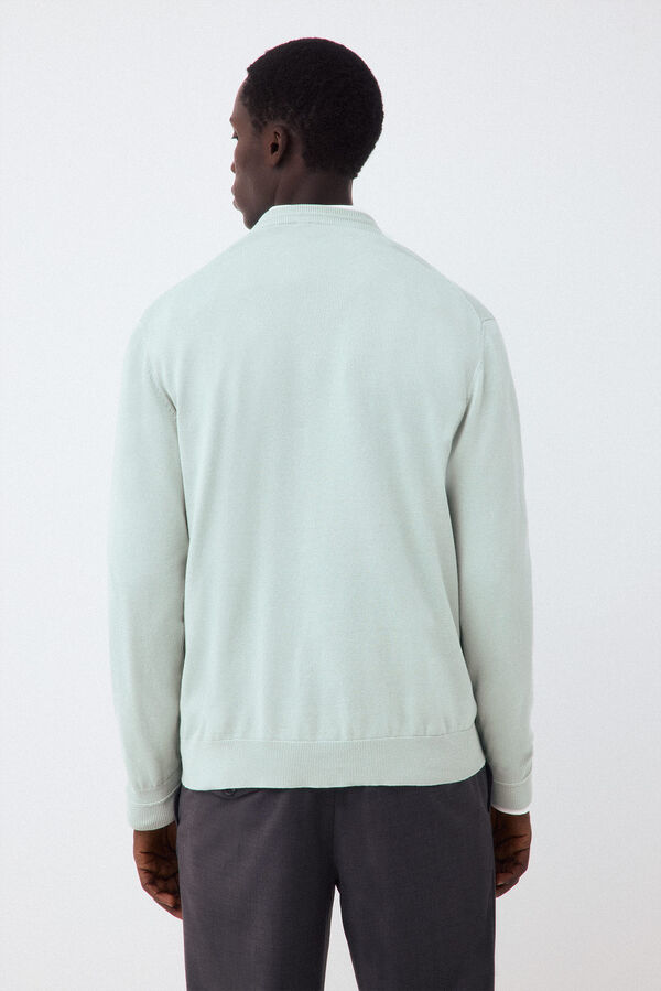 Pedro del Hierro Premium cotton fine knit V-neck jumper Blue