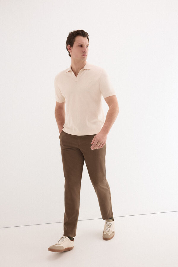 Pedro del Hierro Cotton premium short sleeve polo shirt Beige