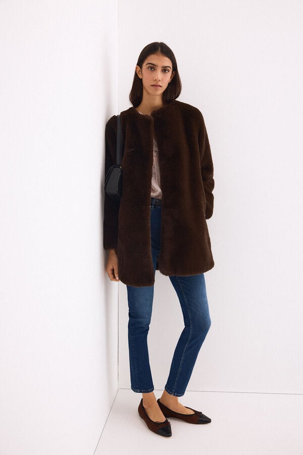 Pedro del Hierro Faux fur coat Brown