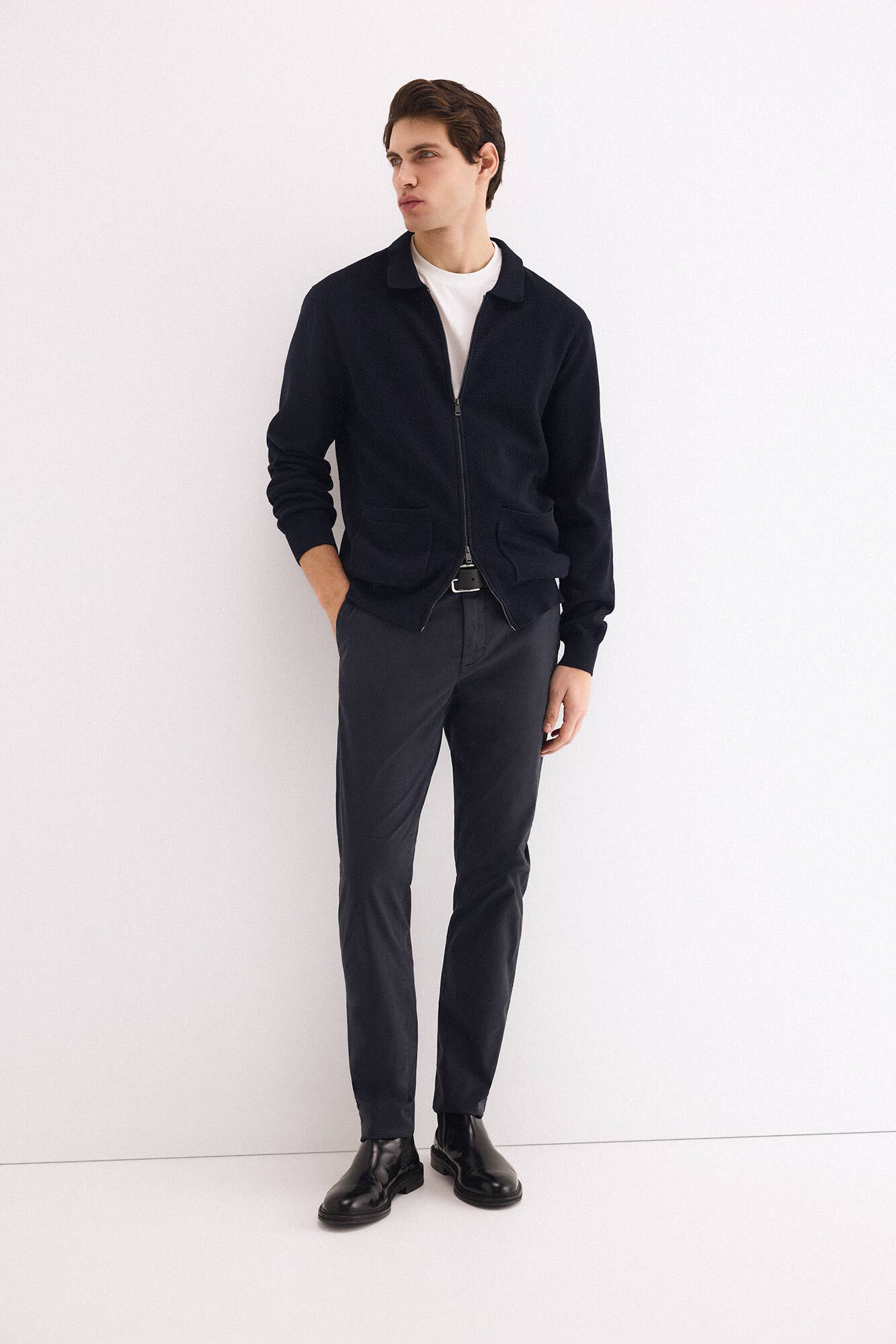 Pedro del Hierro Cotton structured knit zip cardigan