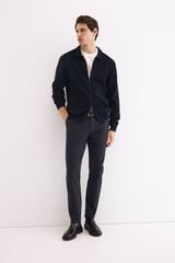 Pedro del Hierro Cotton structured knit zip cardigan Blue