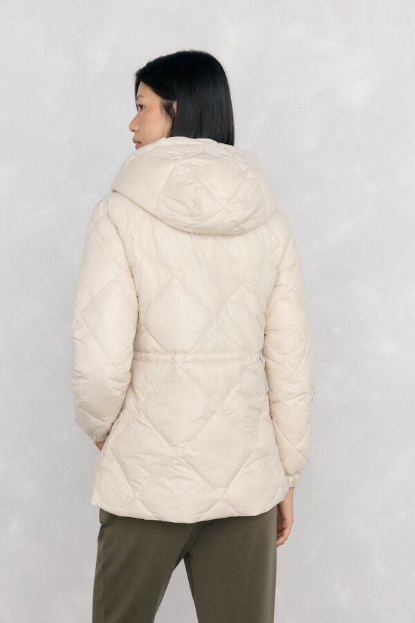 Pedro del Hierro Quilted parka with hood Ecru