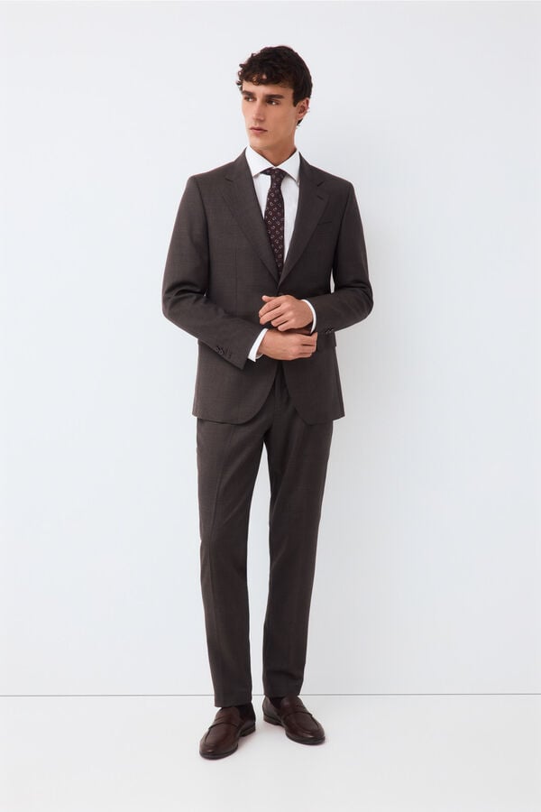 Pedro del Hierro Tailored high-waisted serge trousers Brown