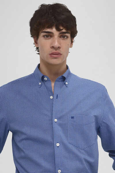 Pedro del Hierro Camisa non iron + antimanchas lisa Azul