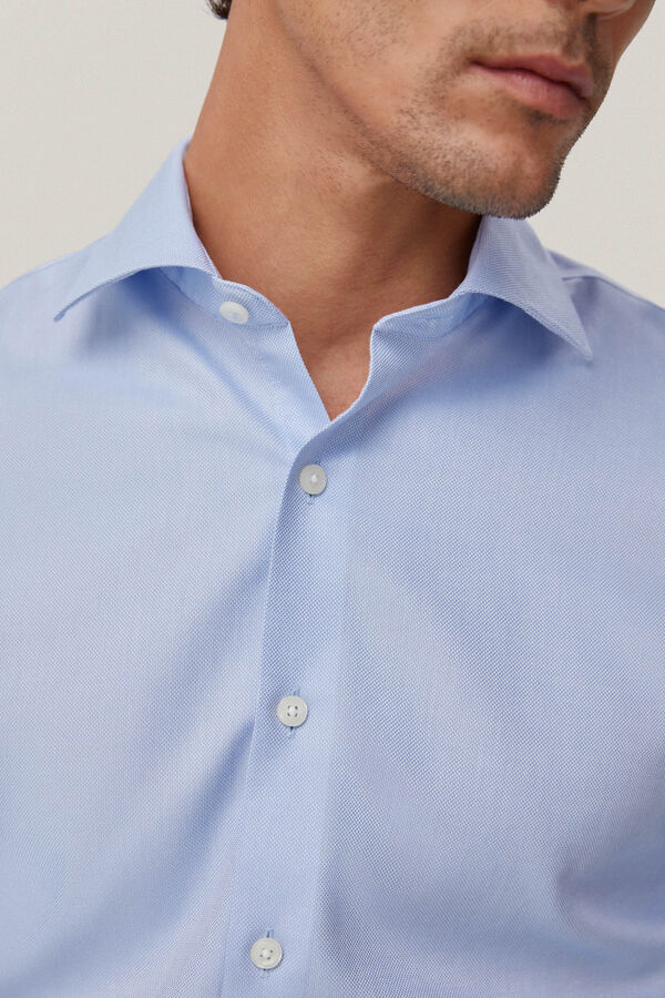 Pedro del Hierro Camisa vestir gemelos estructura lisa non iron + antimanchas Blue