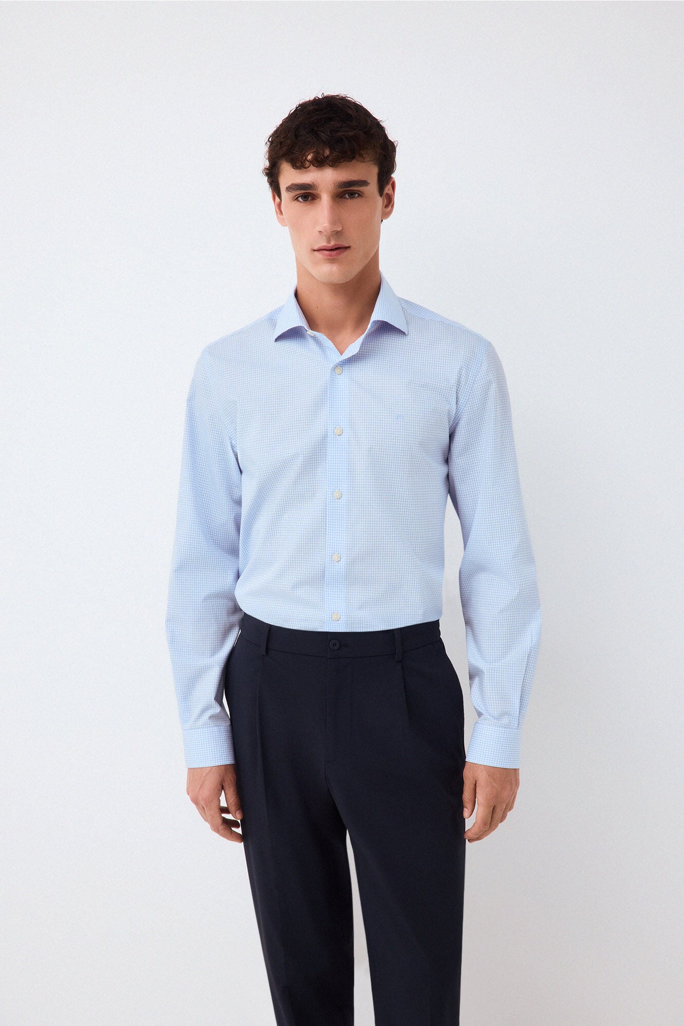 Pedro del Hierro Easy-iron plaid dress shirt