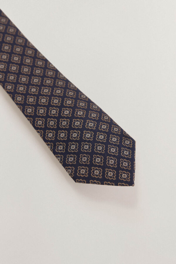 Pedro del Hierro Natural silk tie Blue