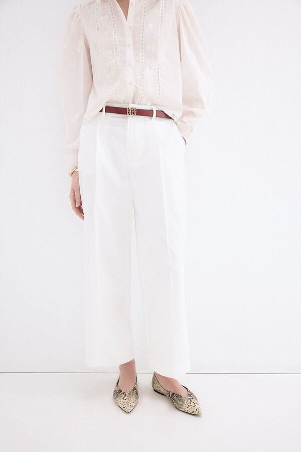 Pedro del Hierro Classic wide leg trousers White